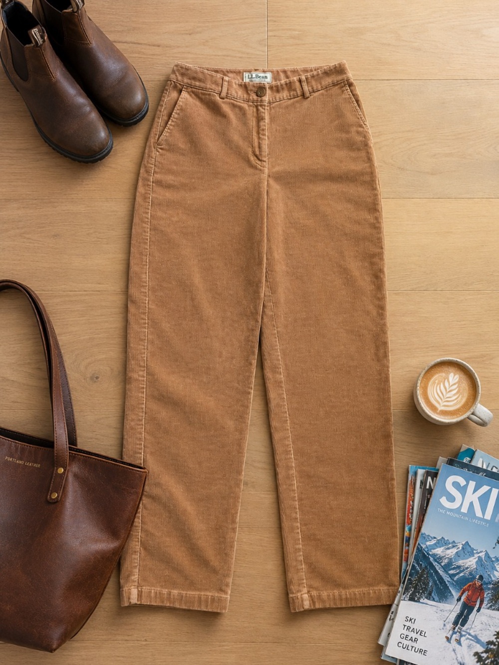 Vintage L.L.Bean Favorite Fit Corduroy Pants Women 8 Tall Tan High Rise Granola
